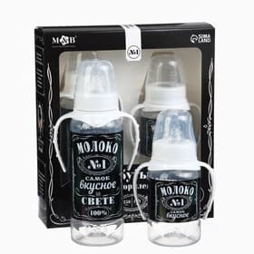Бутылочка для кормления в наборе M&B «Молоко №1» 150 и 250 мл., 2 шт.
