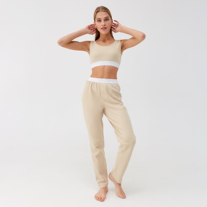 Брюки домашние женские MINAKU: Home collection, бежевые, размер 42