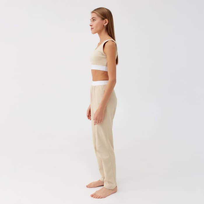 Брюки домашние женские MINAKU: Home collection, бежевые, размер 48
