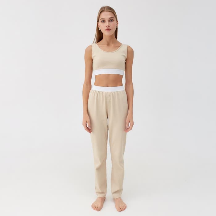 Брюки домашние женские MINAKU: Home collection, бежевые, размер 48