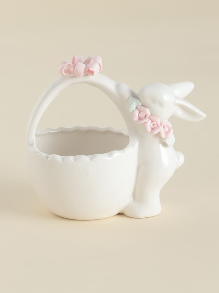 Конфетница SL Home «Лесные кролики», 12.5×8×12 см, фарфор, белая