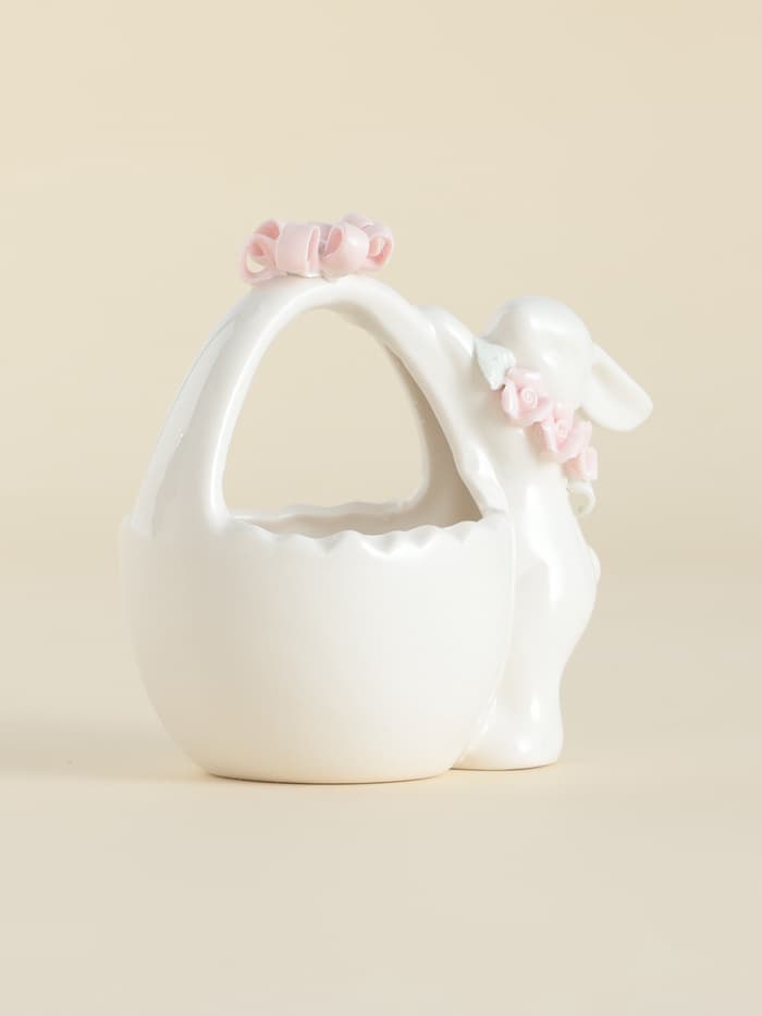 Конфетница SL Home «Лесные кролики», 12.5×8×12 см, фарфор, белая