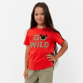 Футболка для девочки KAFTAN: Go wild, красная, размер 32 (110-116 см)