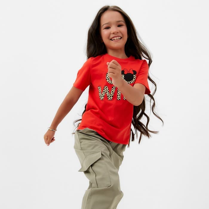 Футболка для девочки KAFTAN: Go wild, красная, размер 32 (110-116 см)