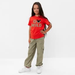 Футболка для девочки KAFTAN: Go wild, красная, рост 122-128 см