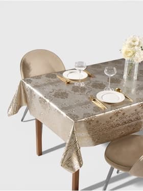 Клеёнка на стол «Торжество», на тканевой основе, рулон 20 метров, ширина 137 см, толщина 0.25 мм, цвет золотой