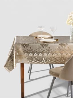 Клеёнка на стол «Торжество», на тканевой основе, рулон 20 метров, ширина 137 см, толщина 0.25 мм, цвет золотой