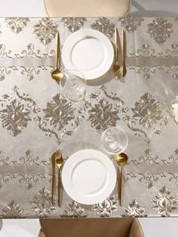 Клеёнка на стол «Торжество», на тканевой основе, рулон 20 метров, ширина 137 см, толщина 0.25 мм, цвет золотой