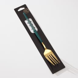 Вилка столовая Magistro «Блинк», 21.5×3 см, нержавеющая сталь, зелёная ручка, золотистая