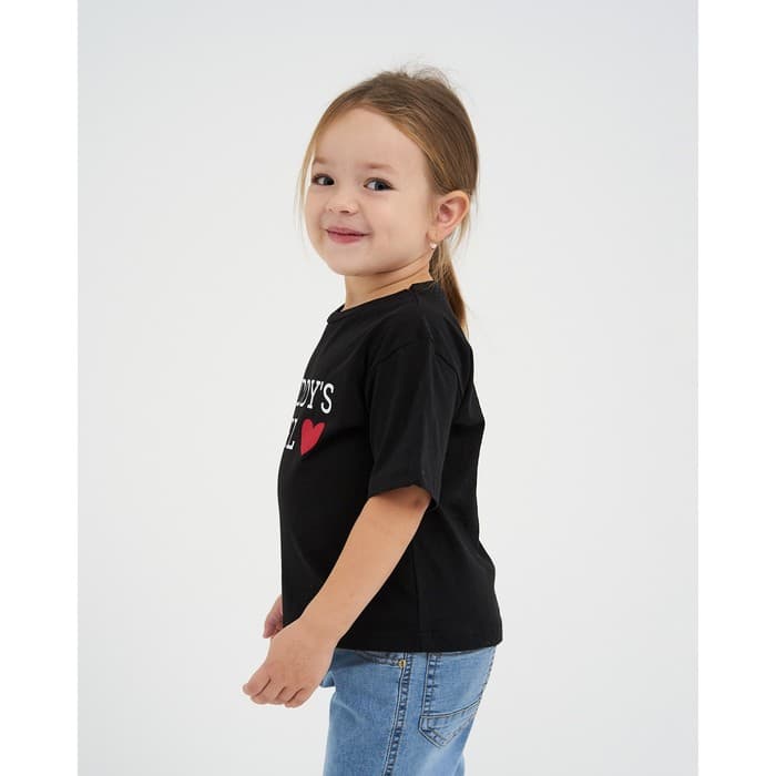 Футболка для девочки KAFTAN: Daddy's girl, чёрная, размер 34 (122-128 см)