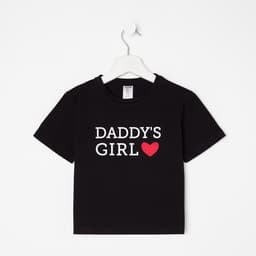 Футболка для девочки KAFTAN: Daddy's girl, чёрная, размер 34 (122-128 см)