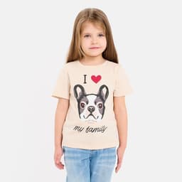 Футболка для девочки KAFTAN: Dog, бежевая, размер 30 (98-104 см)
