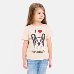 Футболка для девочки KAFTAN: Dog, бежевая, размер 30 (98-104 см)