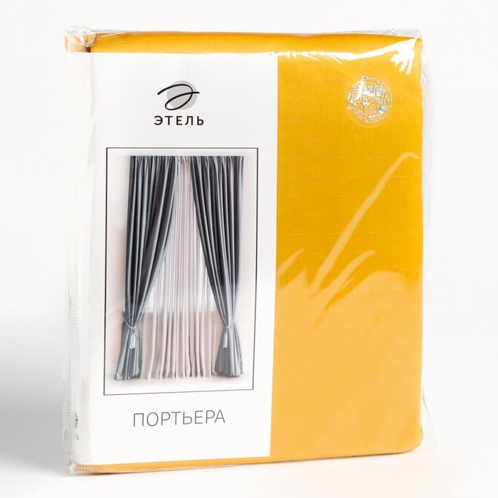 Штора портьерная «Этель. Штрихи», жёлтая, 130×300 см