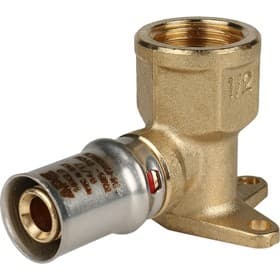 Угольник-пресс STOUT SFP-0018-001216, 1/2" × 16 мм, настенный, крепление, короткий, латунь