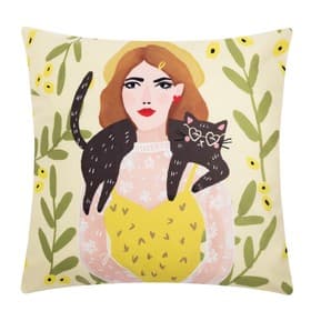 Наволочка декоративная Этель «Девушка с котом» 40×40 см, 100% п/э, велюр