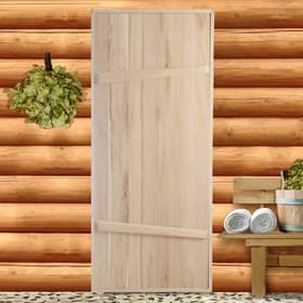 Дверь для бани и сауны, коробка 180×80 см, деревянная, на клиньях, массив, «Добропаровъ»