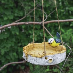 Садовая фигура из гипса «Кормушка с птичкой», подвесная, 17×17×8 см