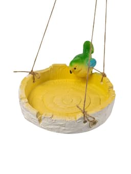 Садовая фигура из гипса «Кормушка с птичкой», подвесная, 17×17×8 см