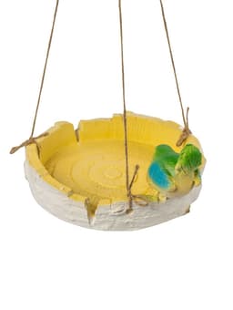 Садовая фигура из гипса «Кормушка с птичкой», подвесная, 17×17×8 см