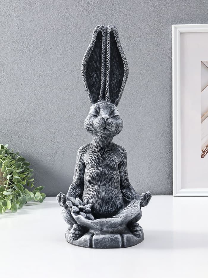 Фигура - подставка для мелочей «Заяц с лотосом», 20×16×43 см, античный
