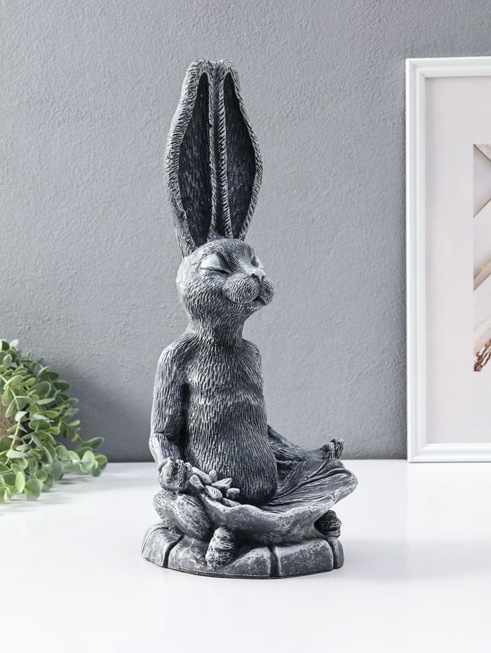 Фигура - подставка для мелочей «Заяц с лотосом», 20×16×43 см, античный