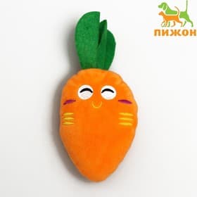 Мягкая игрушка для собак «Морковка», 18 см, с пищалкой, оранжевая