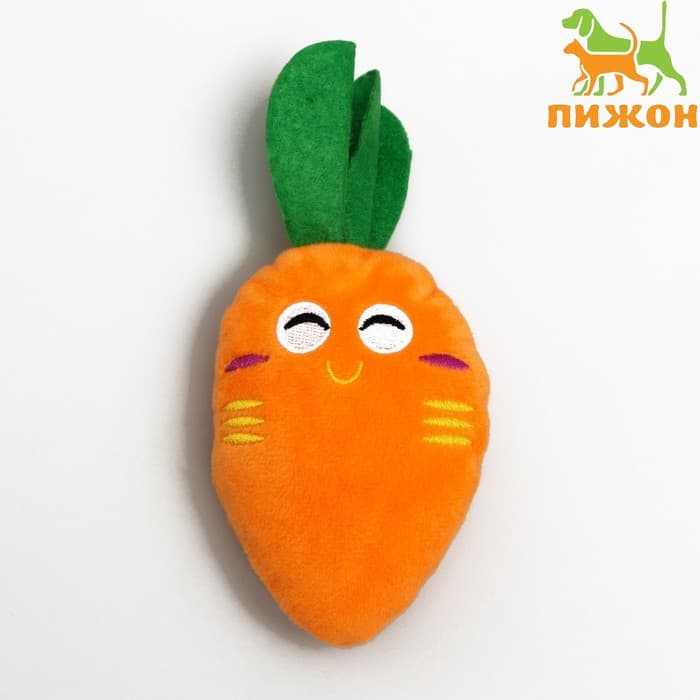 Мягкая игрушка для собак «Морковка», 18 см, с пищалкой, оранжевая