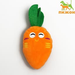 Мягкая игрушка для собак «Морковка», 18 см, с пищалкой, оранжевая