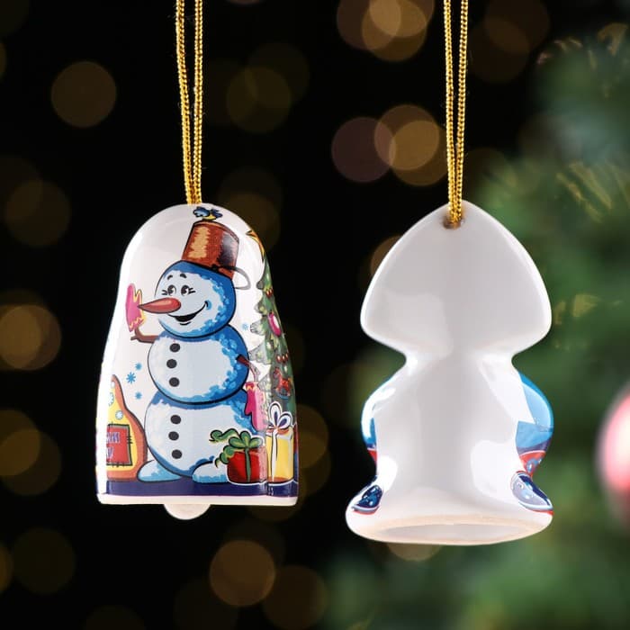 Набор ёлочных игрушек «Дед Мороз и Машенька», 6 см, керамика