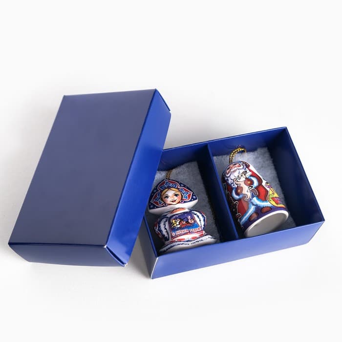 Набор ёлочных игрушек «Дед Мороз и Машенька», 6 см, керамика