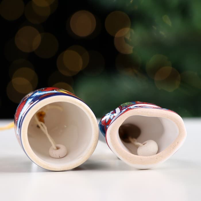 Набор ёлочных игрушек «Дед Мороз и Машенька», 6 см, керамика