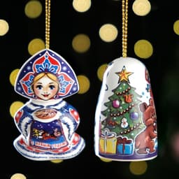 Набор ёлочных игрушек «Дед Мороз и Машенька», 6 см, керамика