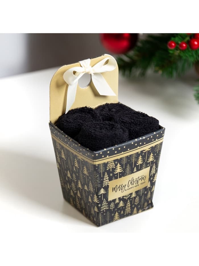 Набор махровых полотенец «Этель» Merry Christmas, 30×30 см - 4 шт., хлопок 100%