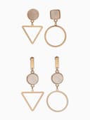 Серьги «Ракушка», треугольник полый, белые в золоте, форма МИКС