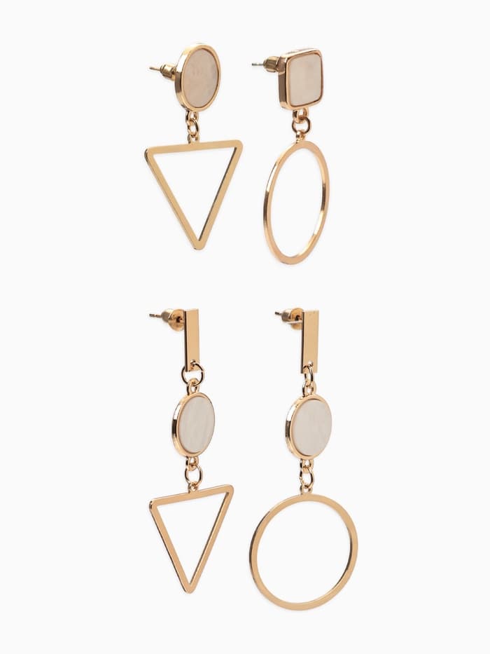 Серьги «Ракушка», треугольник полый, белые в золоте, форма МИКС