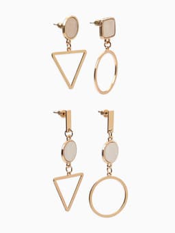 Серьги «Ракушка», треугольник полый, белые в золоте, форма МИКС