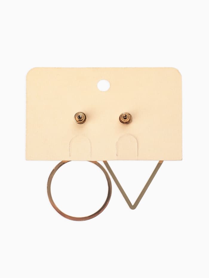 Серьги «Ракушка», треугольник полый, белые в золоте, форма МИКС