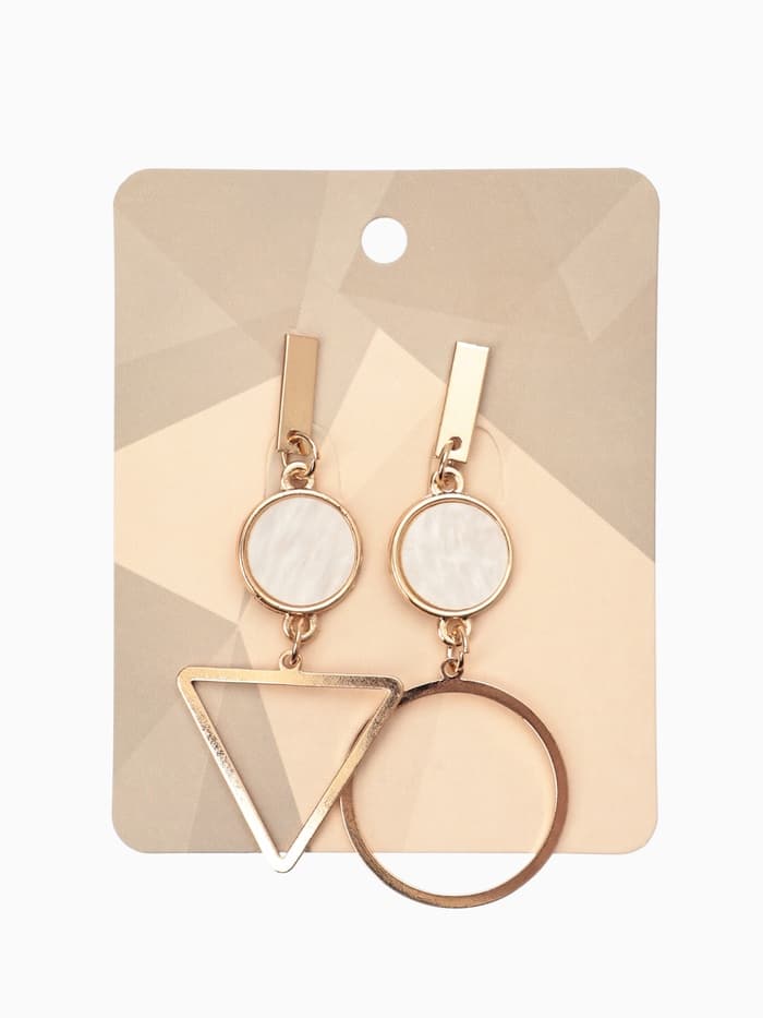 Серьги «Ракушка», треугольник полый, белые в золоте, форма МИКС