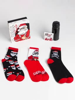 Подарочный набор, термос, носки 3 пары, KAFTAN Real Santa, размер 41-44 (27-29 см)