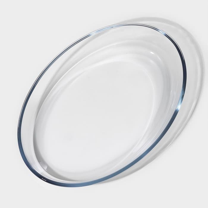 Форма для запекания и выпечки Доляна, 3 л, 35×24×6 см, овальная, жаропрочное стекло, прозрачная