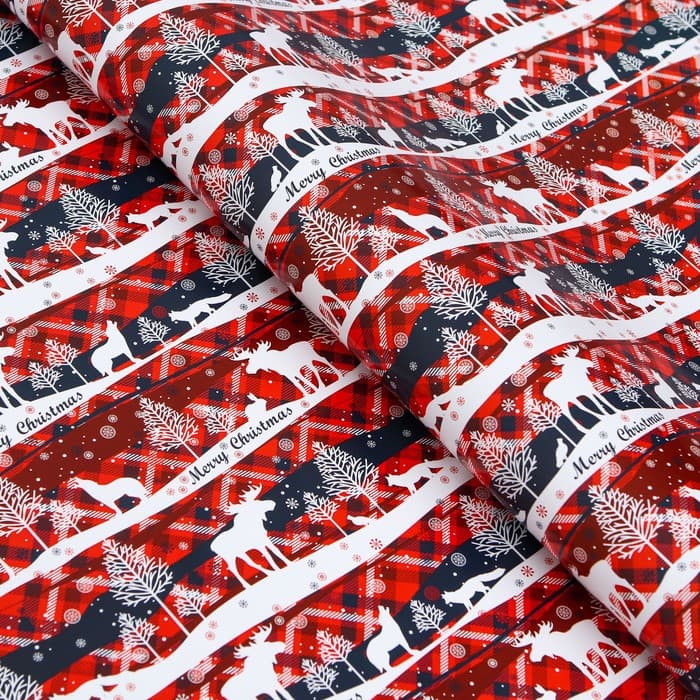 Бумага упаковочная новогодняя глянцевая «Лесной Новый год», 70×100 см, 1 лист