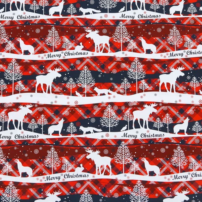 Бумага упаковочная новогодняя глянцевая «Лесной Новый год», 70×100 см, 1 лист