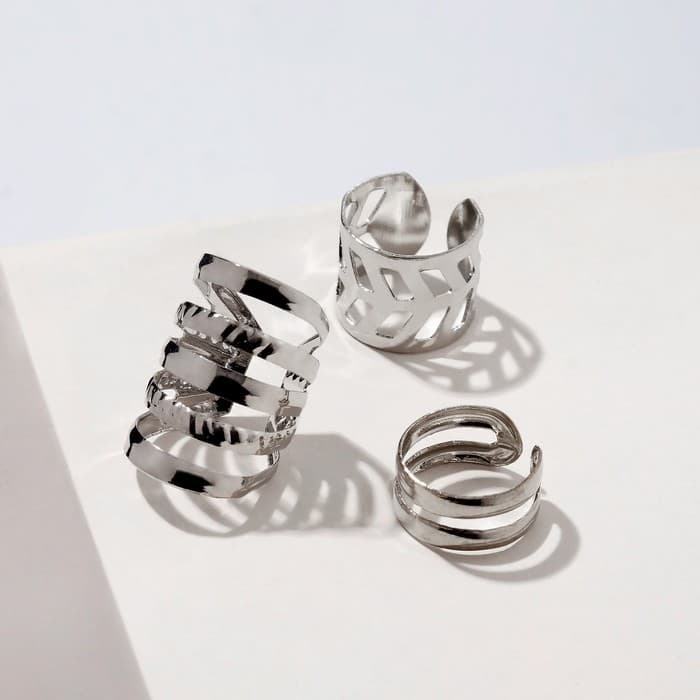 Серьги каффы «Узор», набор 3 шт. цвет серебро