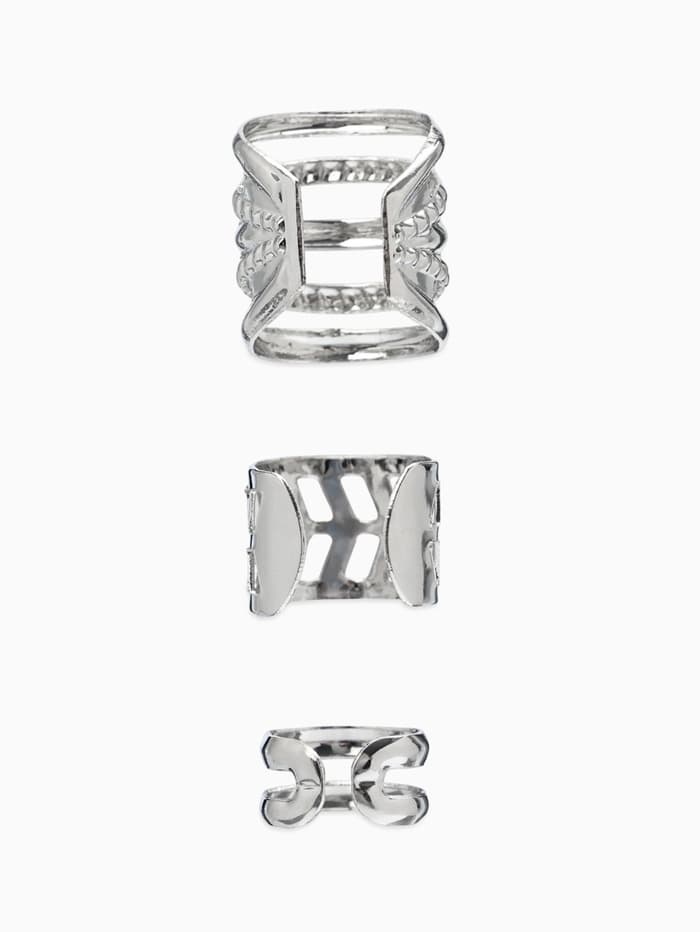 Серьги каффы «Узор», набор 3 шт. цвет серебро