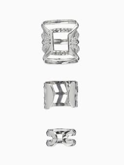 Серьги каффы «Узор», набор 3 шт. цвет серебро