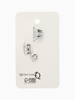 Серьги каффы «Узор», набор 3 шт. цвет серебро