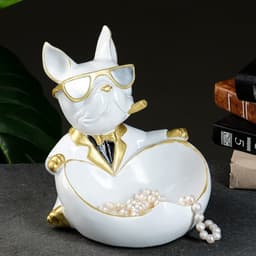 Подставка для мелочей «Бульдог сидит», белая, 20×18×21 см