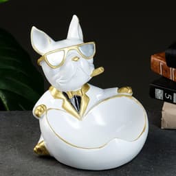 Подставка для мелочей «Бульдог сидит», белая, 20×18×21 см