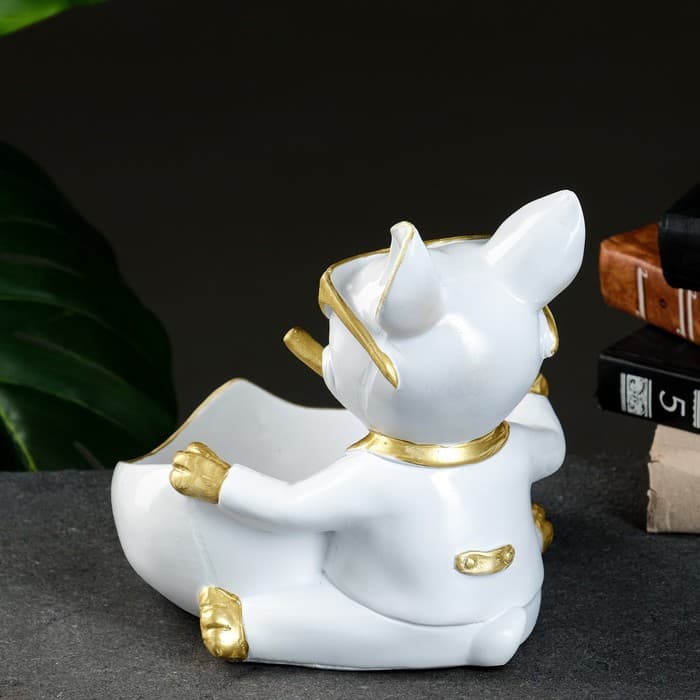 Подставка для мелочей «Бульдог сидит», белая, 20×18×21 см